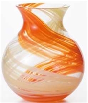 日本制造Aderia Flower Drop手工玻璃花瓶13.5cm - 橙色